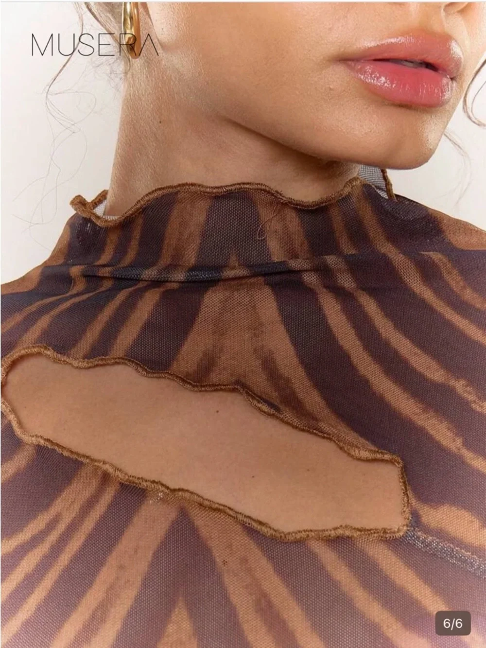 Brown Printed Sheer Wide-Leg two set pieces - Picture 3 of 3